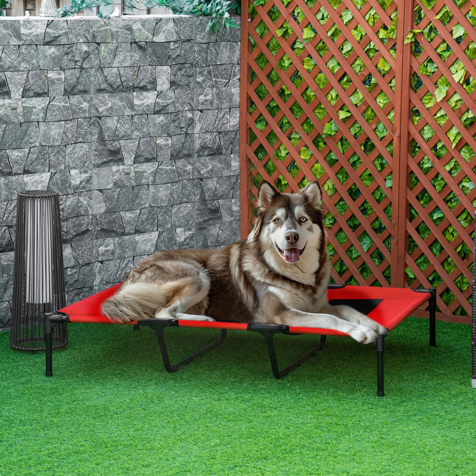 Pawhut Elevated Dog Bed Cooling Raised Pet Cot For Indoor Outdoor Use, Xx Large | Red