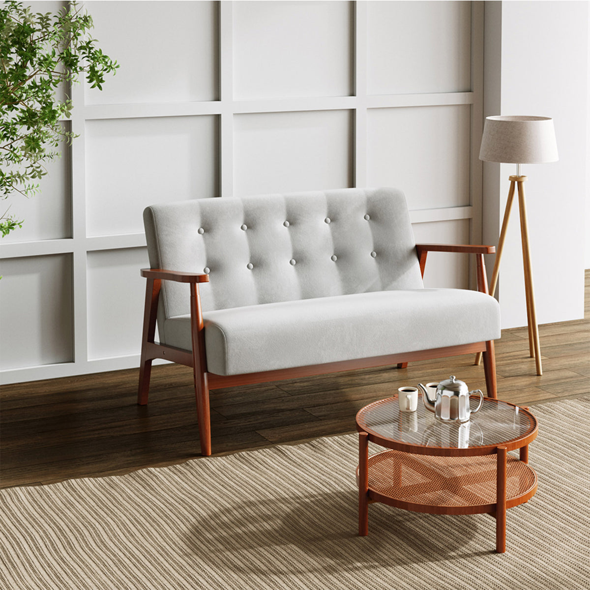 2-seater Sofa With Wooden Frame