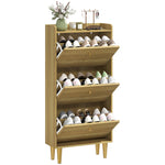 Narrow Shoe Cabinet, Shoe Storage Cabinet With Flip Drawers, Oak | L | Oak