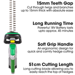 Cordless Hedge Trimmer 18v Li Ion Battery Charger And Guard Included