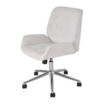 White Chenille Office Chair With High Back, Adjustable Height, And 360° Swivel