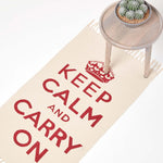 Keep Calm And Carry On Handwoven 100% Cotton Rug | 60cm x 100cm | Red