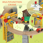 AIYAPLAY Wooden Train Set, 100 Piece Toy Train With Crane For 3+ Years Old