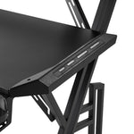 2-tier Gaming Desk With Mouse Pad, Cup Holder & Headphone Hook Sturdy Computer Table With Rgb Led Lights, App & Remote Control 120/140/160cm W | Large