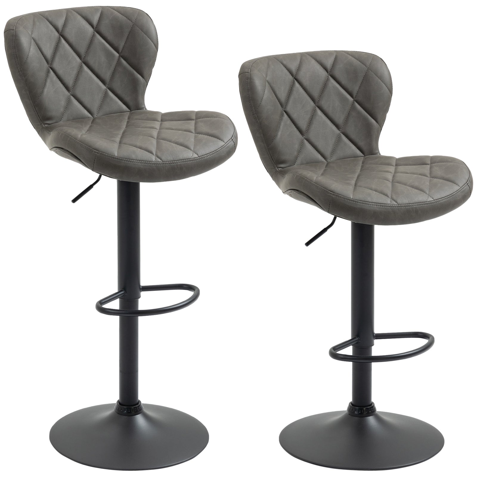 Adjustable Height Swivel Barstools Set Of 2 | Dark Gray