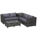 Rattan Furniture Sofa Storage Table Set W/ 2 Drawers Table | Gray