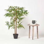 Artificial Green Handcrafted Tall Bamboo Tree In Black Pot, 100 Cm