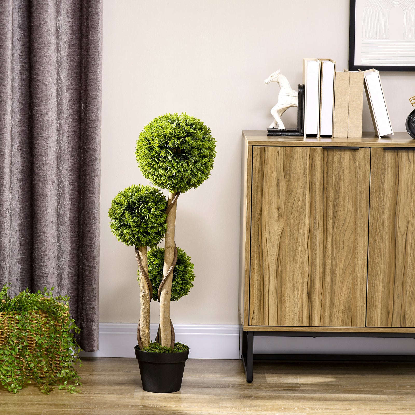 90cm Potted Artificial Plants Boxwood Ball Topiary Trees | One Size | Light Green