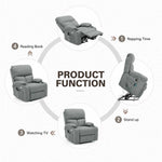 Linen Upholstery Electric Massage Recliner Armchair With Heat, 8-point Vibrating System, Adjustable Backrest, Cup Holders & Storage Pocket