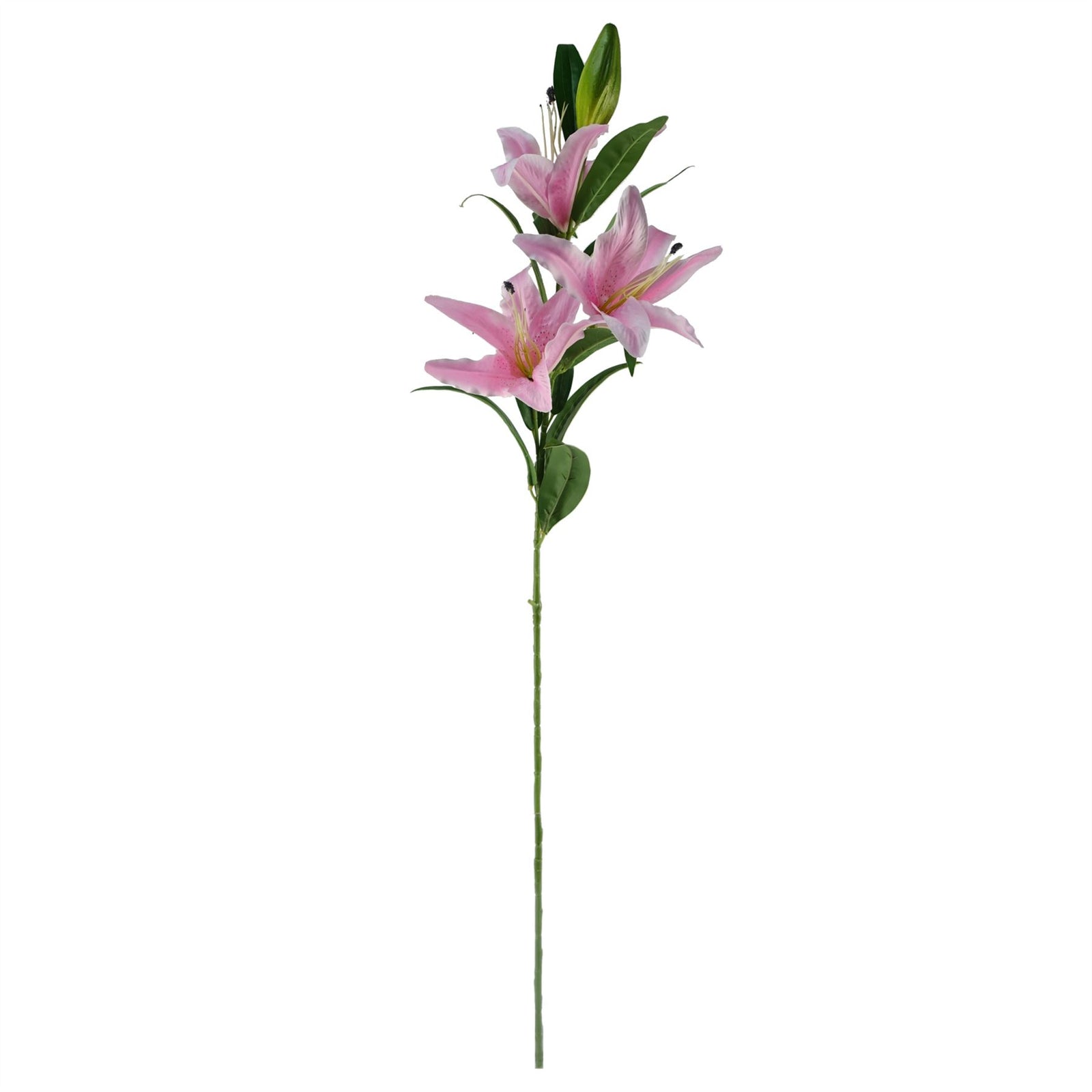 Pack Of 6 X 100cm Artificial Large Pink Lily Stem 18 Flowers