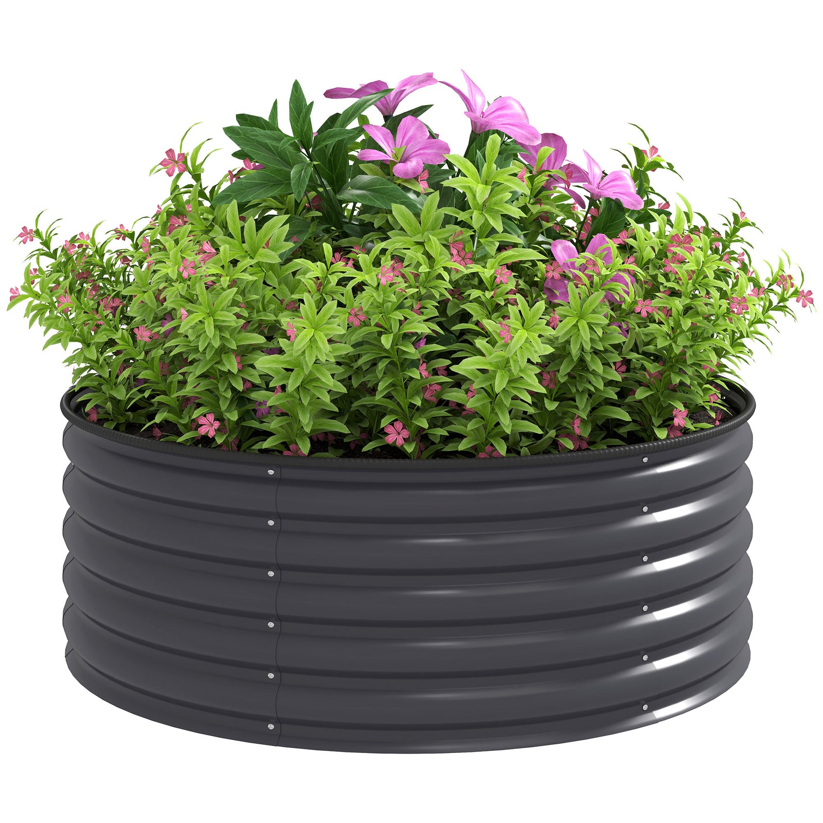 Galvanised Raised Bed With Safety Edging | Dark Grey