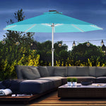 Garden Parasol W/ Usb & Solar Led Lights, Crank Handle | Blue