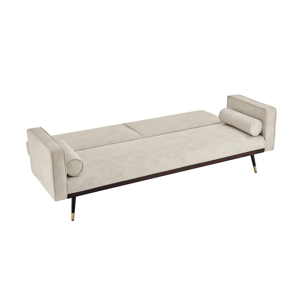 Faux Suede Click-clack Sofa Bed - 3 Seater | Cream