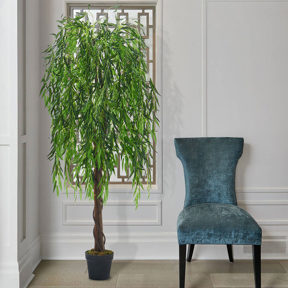 180cm Tall Artificial Willow Tree Lifelike Faux Plant For Home Or Office Decor