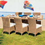 Barcelona Rattan 6 Seat Dining Set With Rectangle Table In 4 Seasons | 4 Seasons