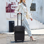 20 Inch Front Opening Suitcase With Tsa Lock And Usb Charging Port | Black
