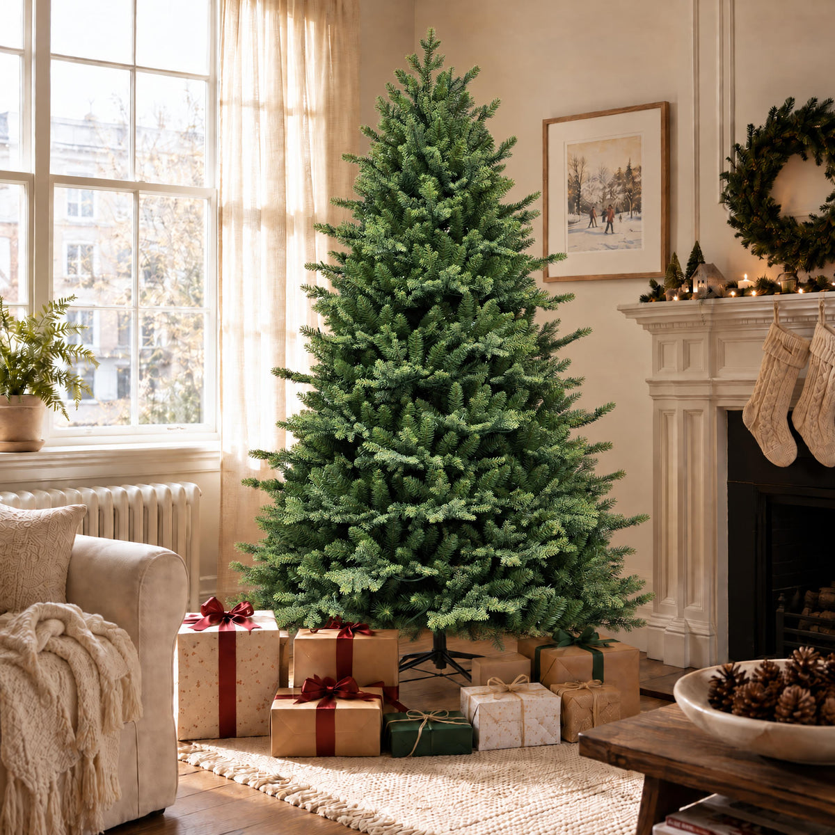 Artemis Home Hartenshaw Pre-lit Pe/pvc Artificial Christmas Tree - Warm White & Multicolour Leds