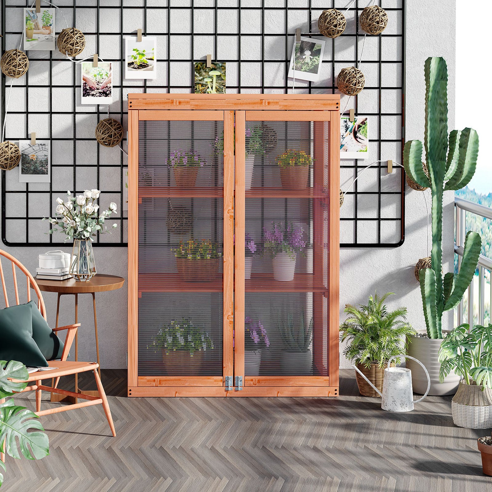 Mini Wood Greenhouse Cold Frame Plant Box (3 Types) | Yellow