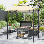 8' X 5' Grill Gazebo Canopy With 2 Side Shelves, Hook | Beige