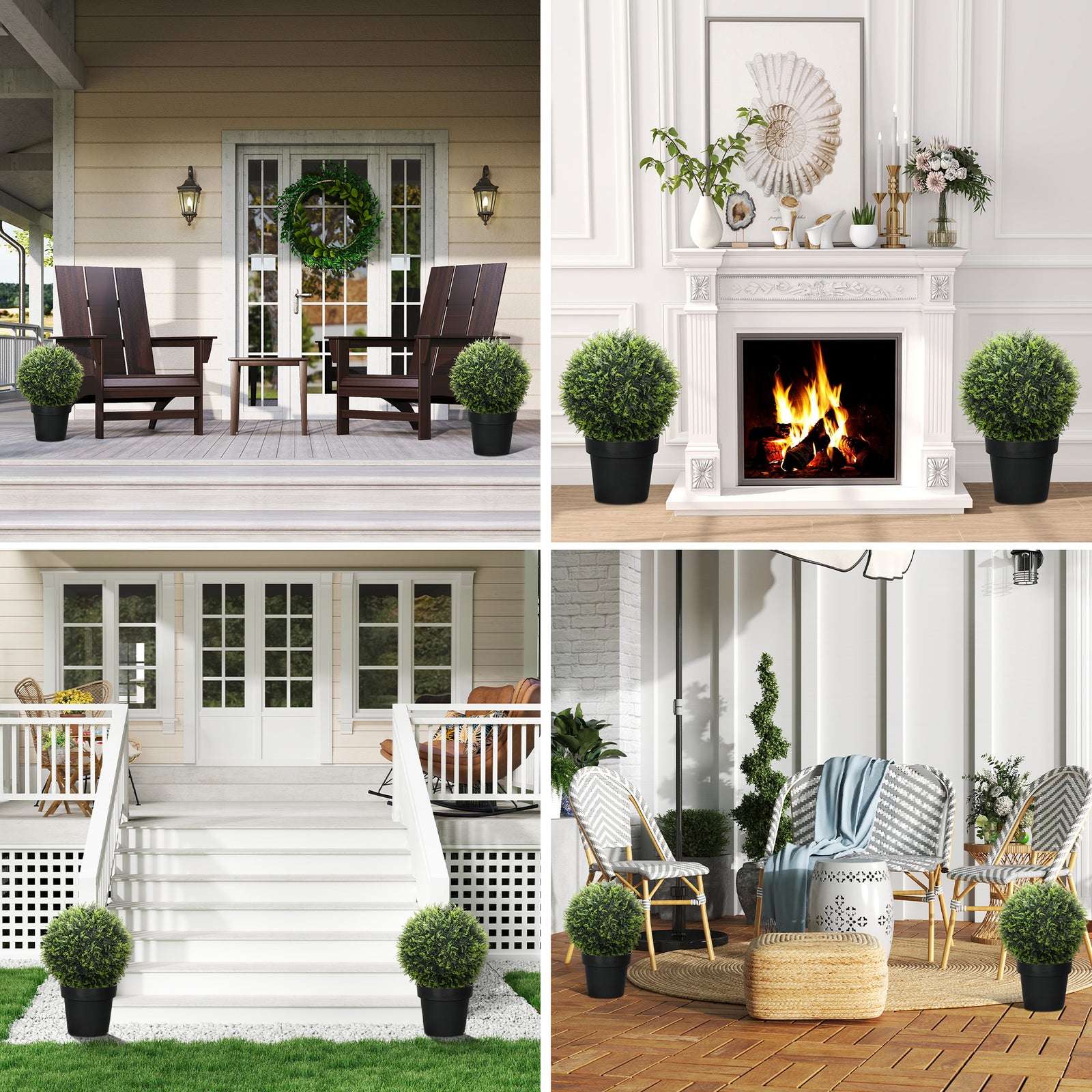 Set Of 2 Artificial Plant Topiary Balls Faux Plants Decor