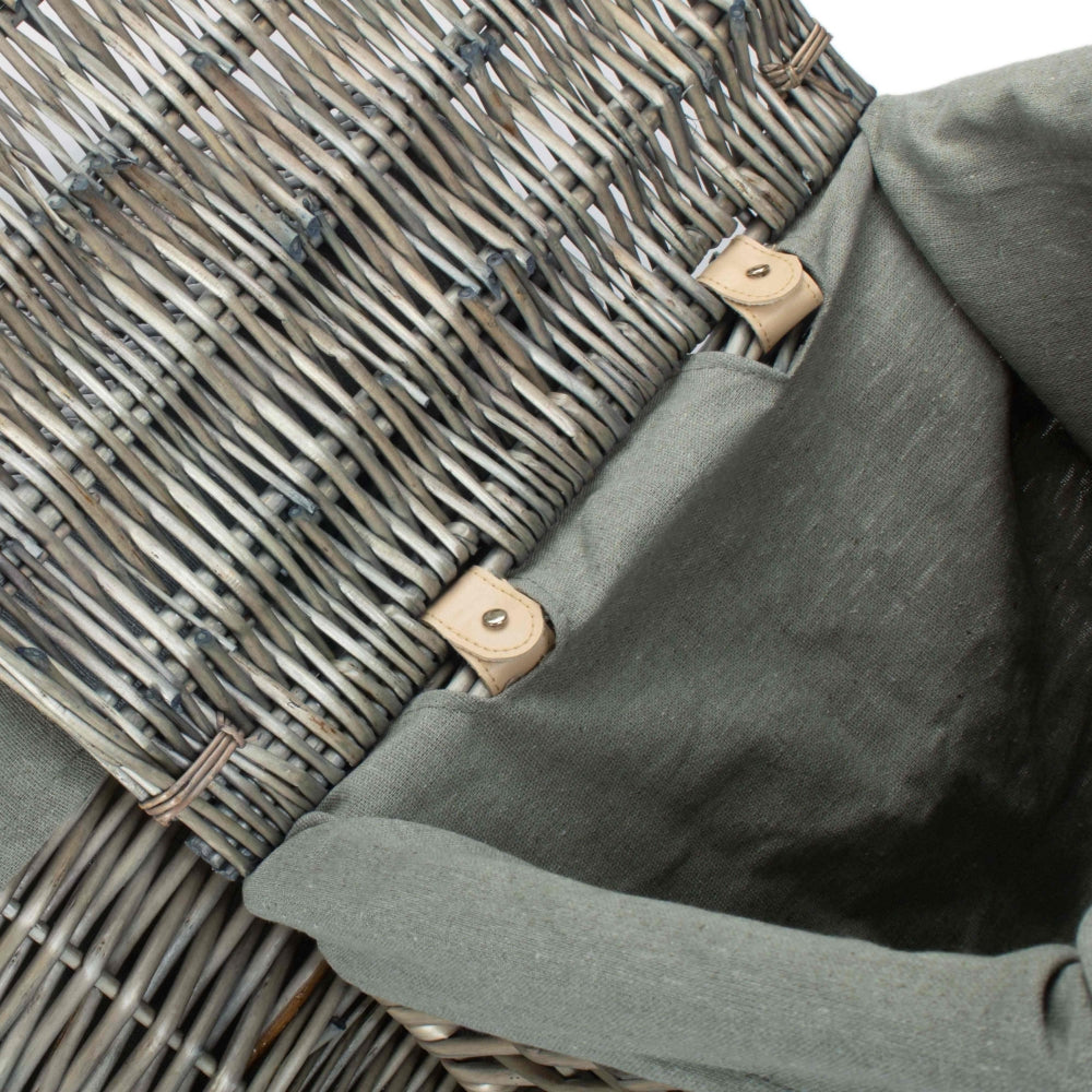 Antique Wash Square Laundry Basket With Grey Sage Lining | Large