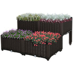 26l Set Of 4 Raised Flower Bed Plant Stand | Brown