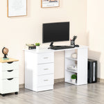 120cm Computer Desk Pc Table Workstation W/ 3 Shelf & Drawer | White
