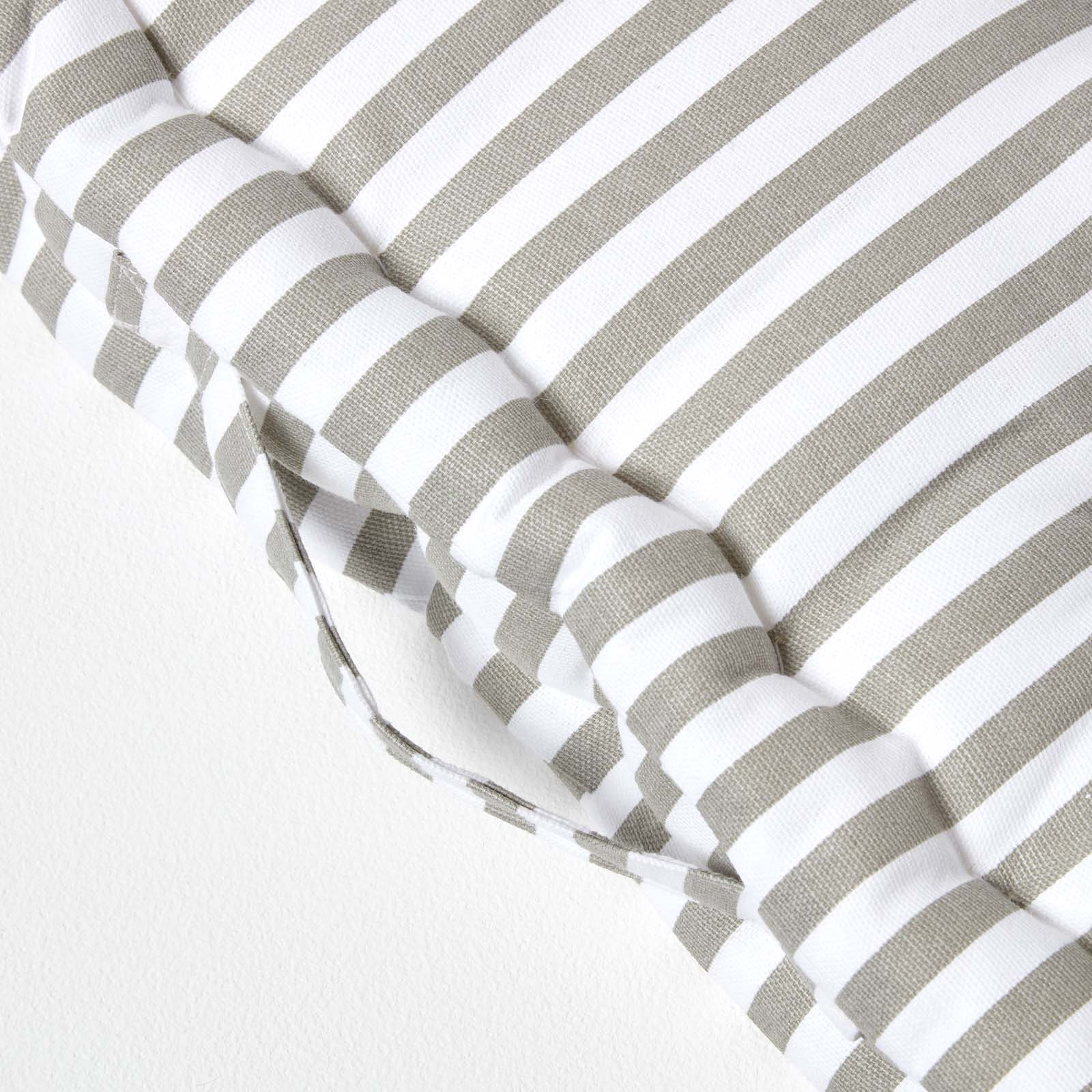 Cotton Thin Striped Floor Cushion | 40cm x 40cm | Light Grey