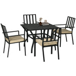 Garden Dining Set W/ Cushioned Chairs & Metal Table