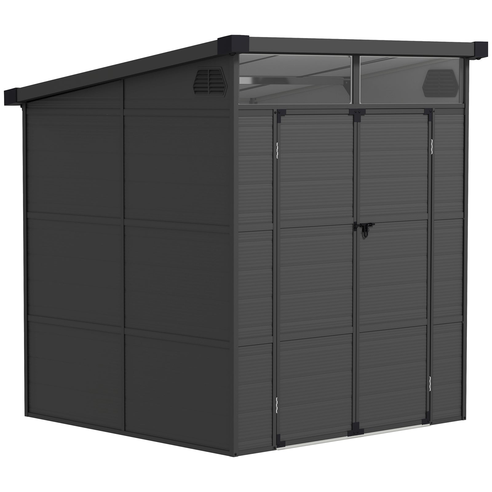 6 X 6ft Plastic Garden Shed With Windows And Air Vents | Dark Gray