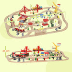 AIYAPLAY 133 Piece Wooden Train Set, Toy Train Set With Crane For 3+ Years