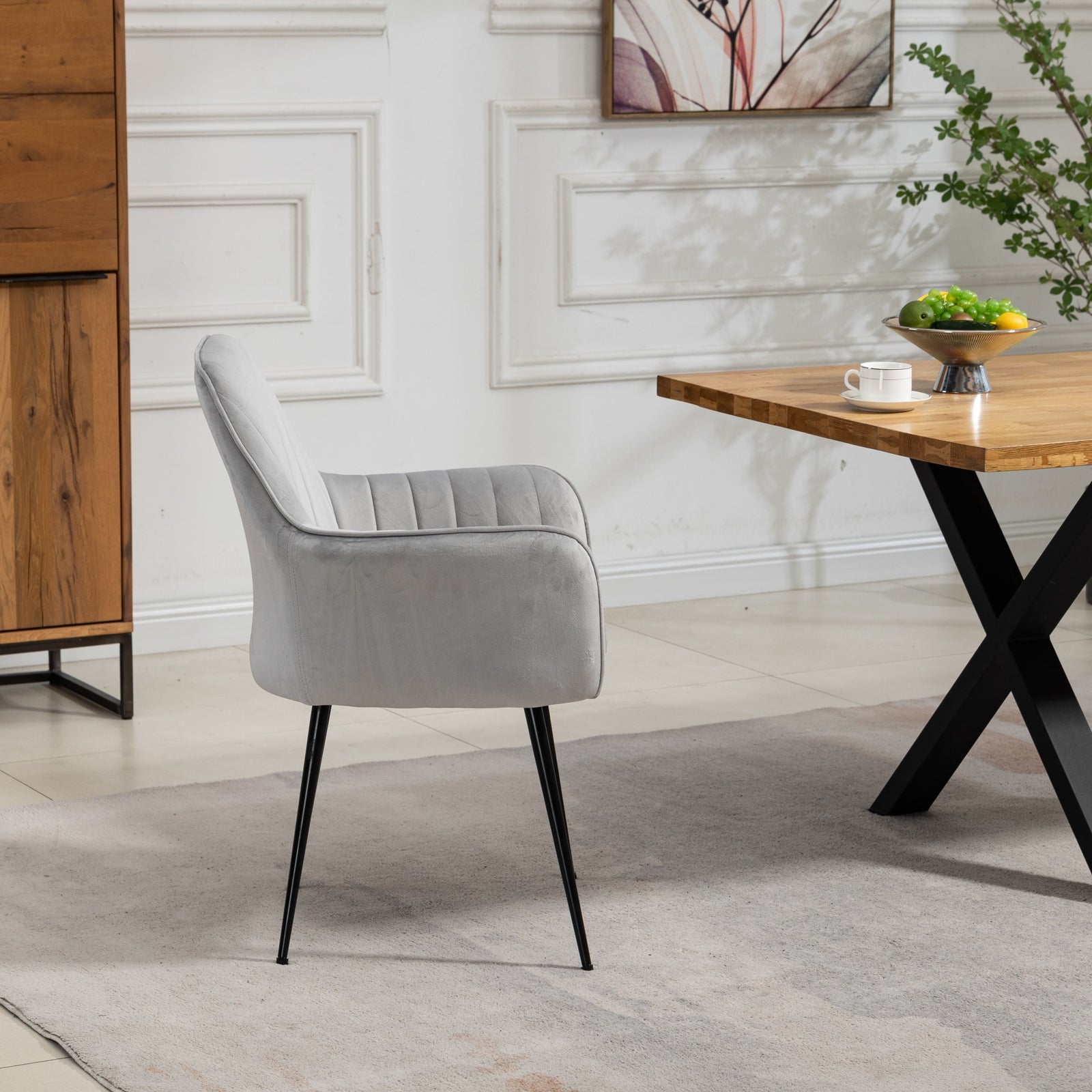 Set Of 2 Carrara Velvet Dining Chairs | Silver