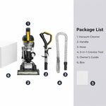 Upright Vacuum Cleaner, 4.2kpa Dual Motor Suction, UEU610,2.2l Dust Cup, Tangle-free Cyclonic System, Led Headlight, 150° Steering (Not included Dusting Brush and Pet Tools)