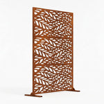 Indoor Outdoor Metal Privacy Screen - Leaf Pattern | Rust