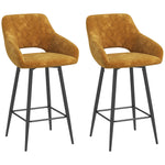 Velvet-touch Bar Stools Counter Set Of 2 | Brown