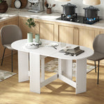 Oval Kitchen Table For Dining Room, Small Spaces, Ash Wood-effect | One Size | White
