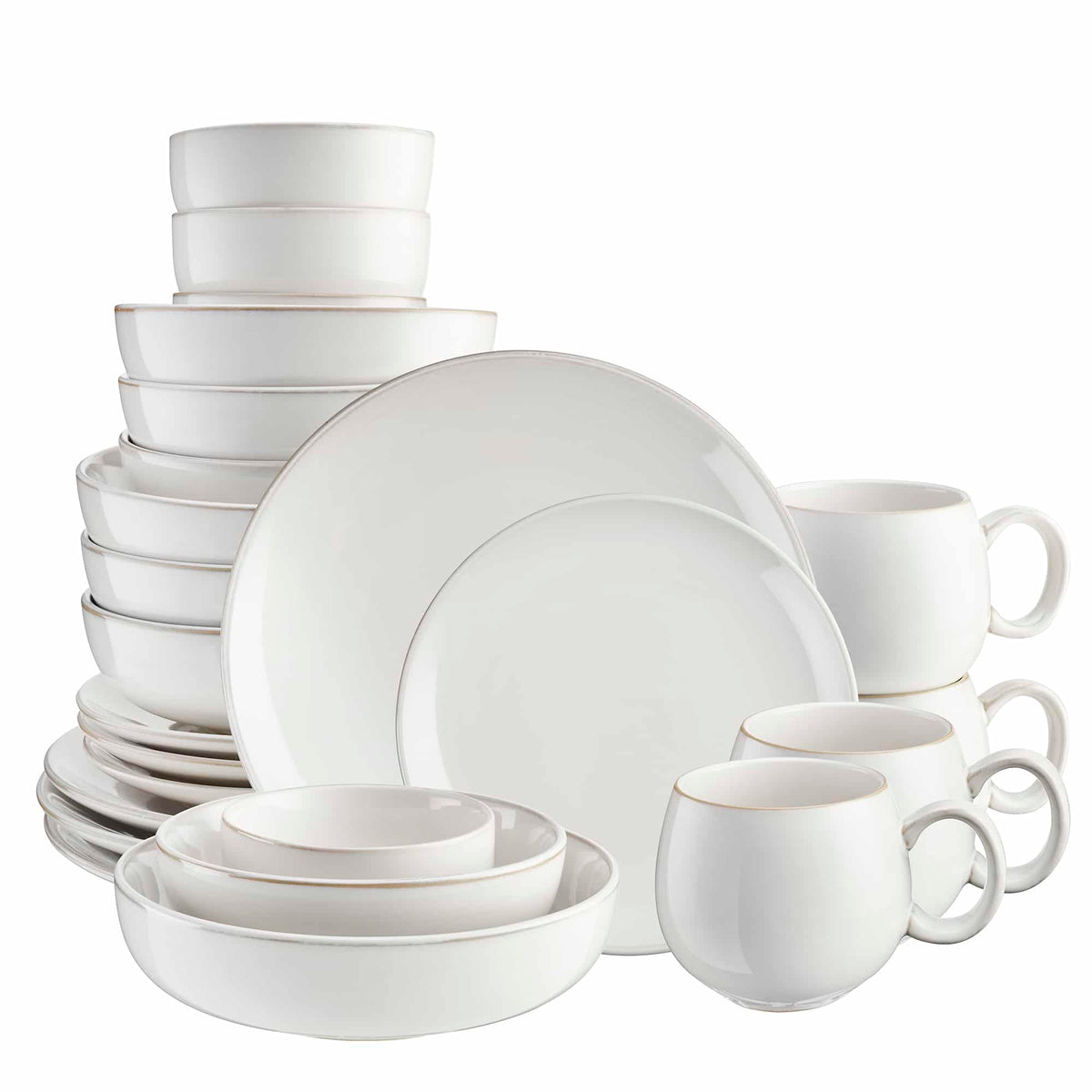 Nordic Stoneware Dinner Set | 24 Piece | White
