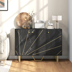 Sideboard Storage Cupboard With Metal Legs For Living Room | Black
