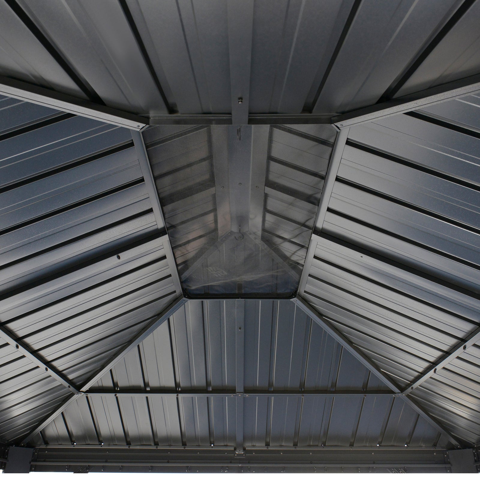 3 X 3.7m Aluminium Outdoor Hardtop Gazebo Canopy 2-tier Roof | Dark Gray