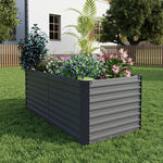 Rectangular Raised Garden Bed – Durable Steel Raised Planter With Safe Edges,160cm W X 80cm D X 60cm H,3 Support Bars | Grey