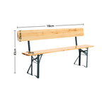 3 Pcs Picnic Table Set Rustic Wooden Folding Garden Benches Table Set