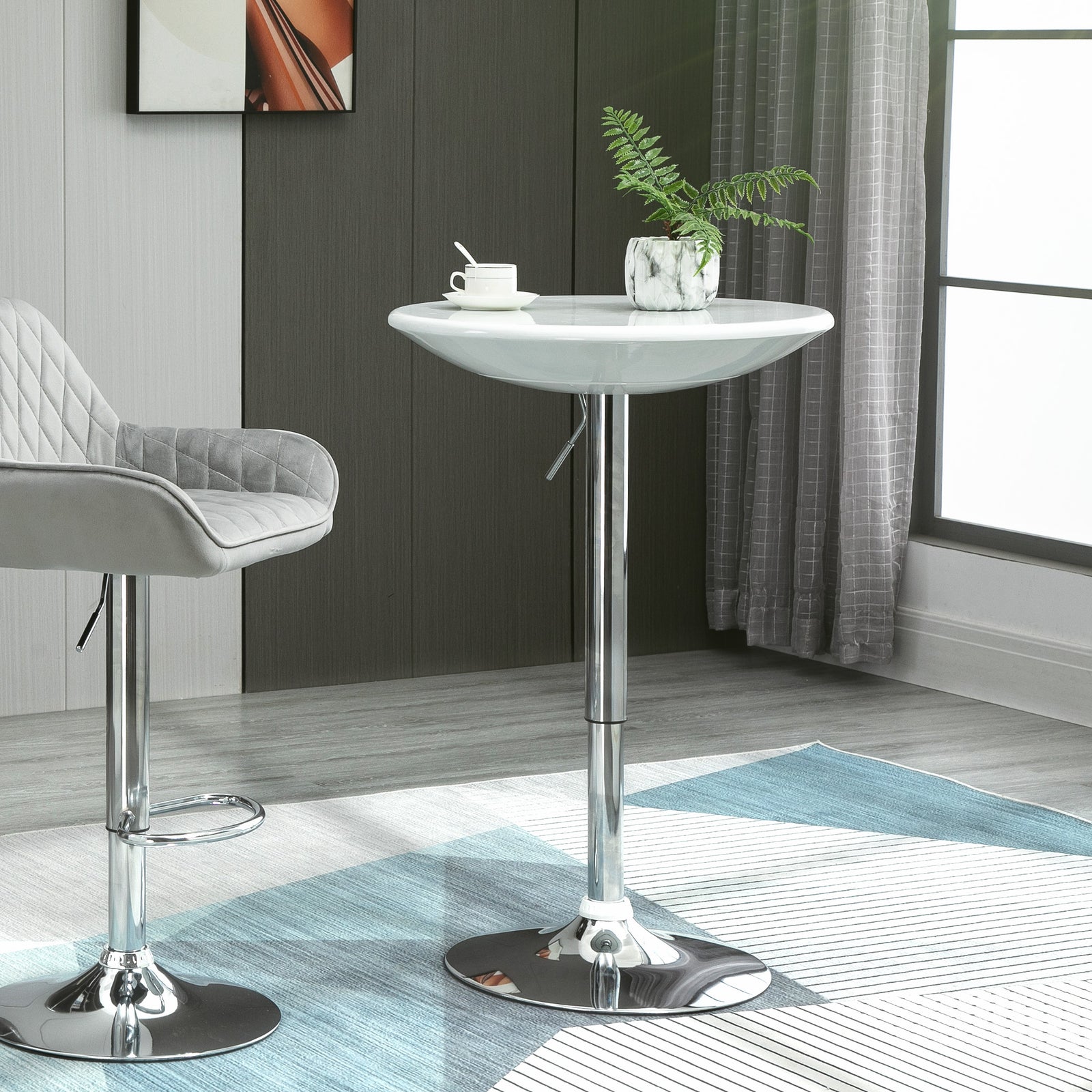 61cm Round Indoor Bar Table, Adjustable Height