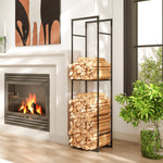 Outsunny Metal Firewood Log Holder, Firewood Rack