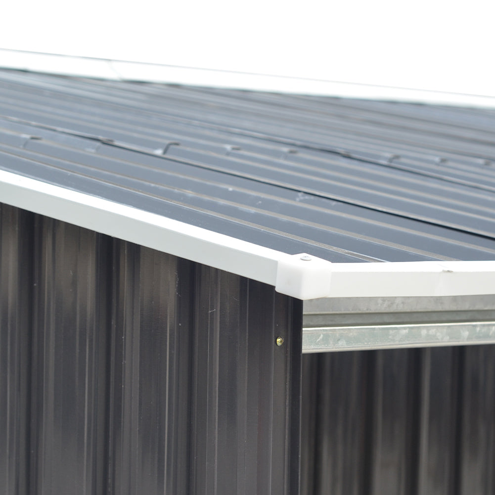 10.83  x 10.3 FT Waterproof Outdoor Metal Shed Garden Storage Tool Shed Apex Roof Double Door With Log Storage Store