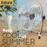 Floor Fan High Velocity Portable Chrome Fan Adjustable 3 Speed Standing Industrial Large Cooling Metal Gym Fan | 20" | Silver