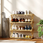 HOMCOM Bamboo Shoe Rack, Folding Shoe Shelf