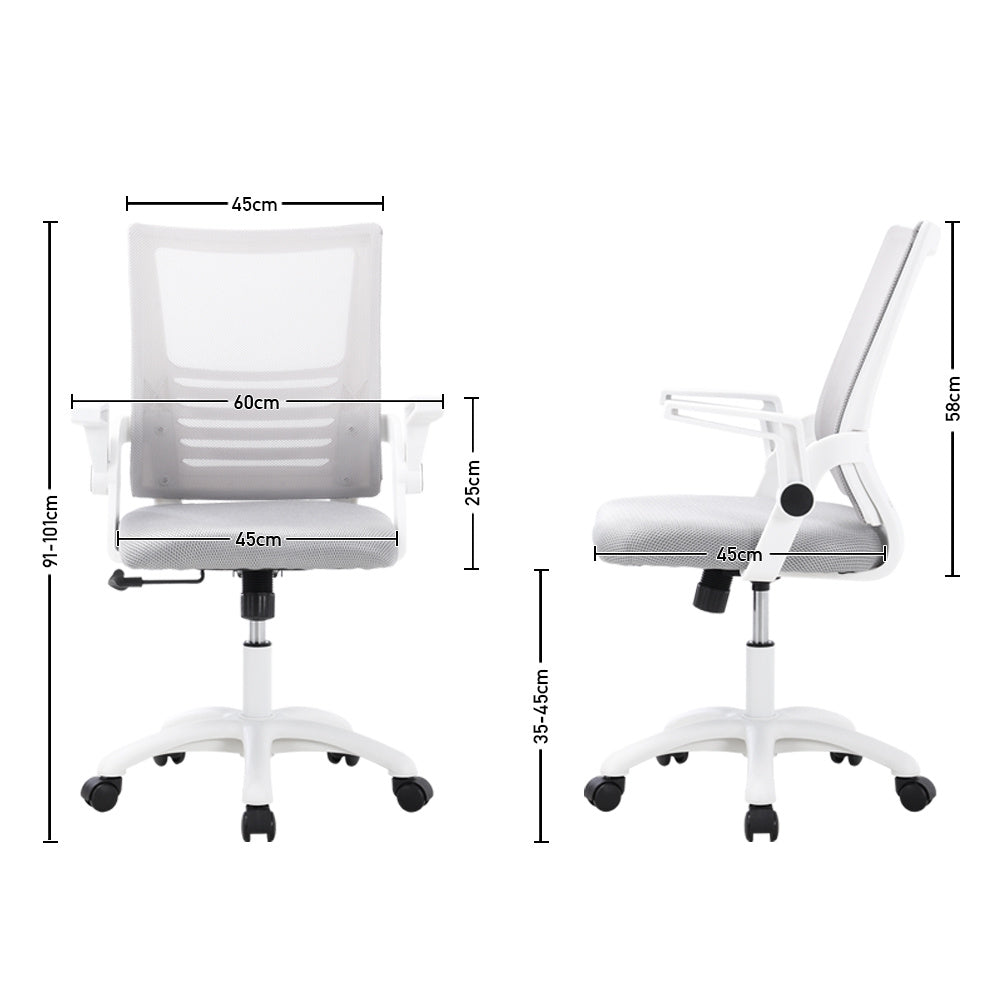 Office Desk Mesh Swivel Chair Computer Ergonomic Chair | Grey & White