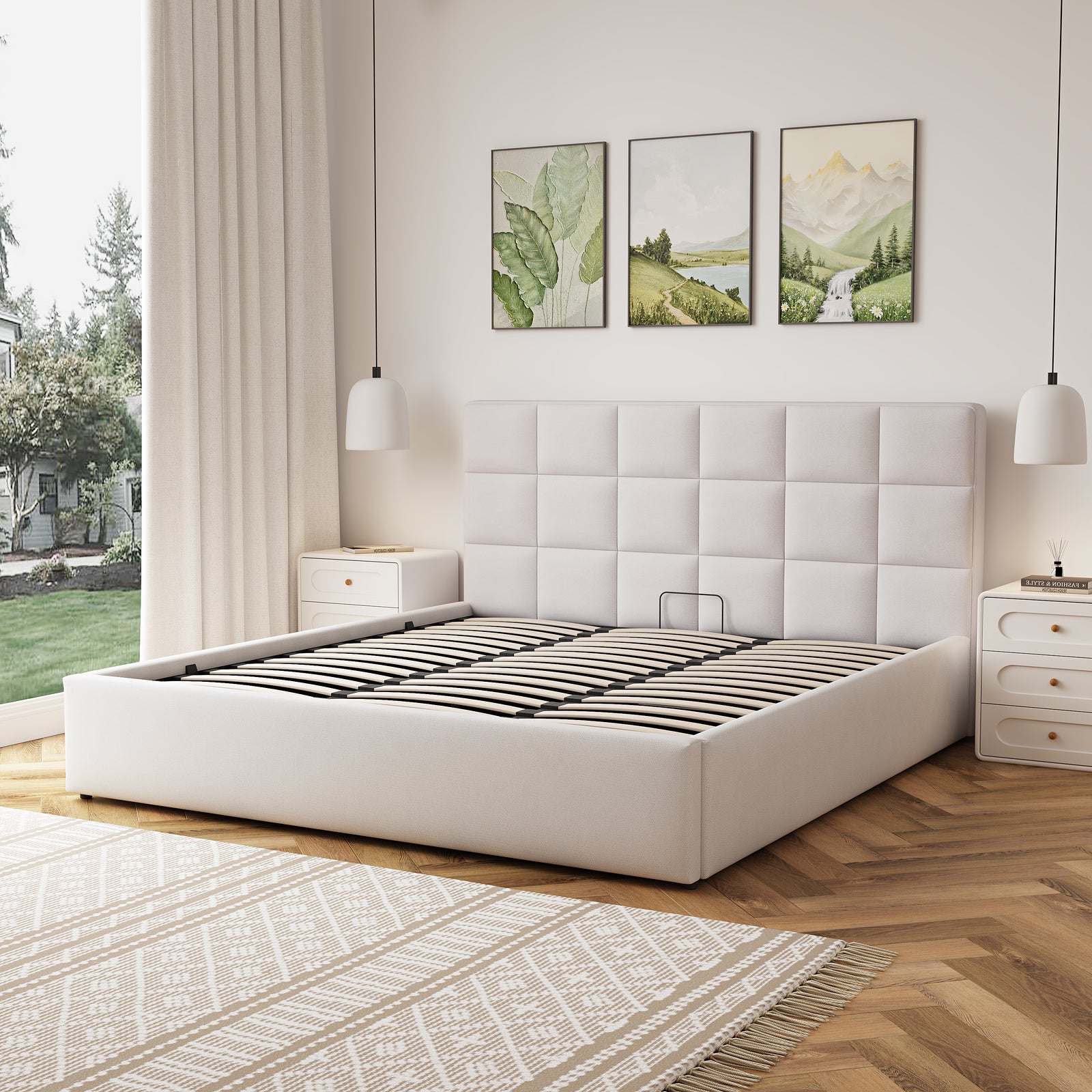 Richwood Fabric Ottoman Bed Frame | Super King | Beige