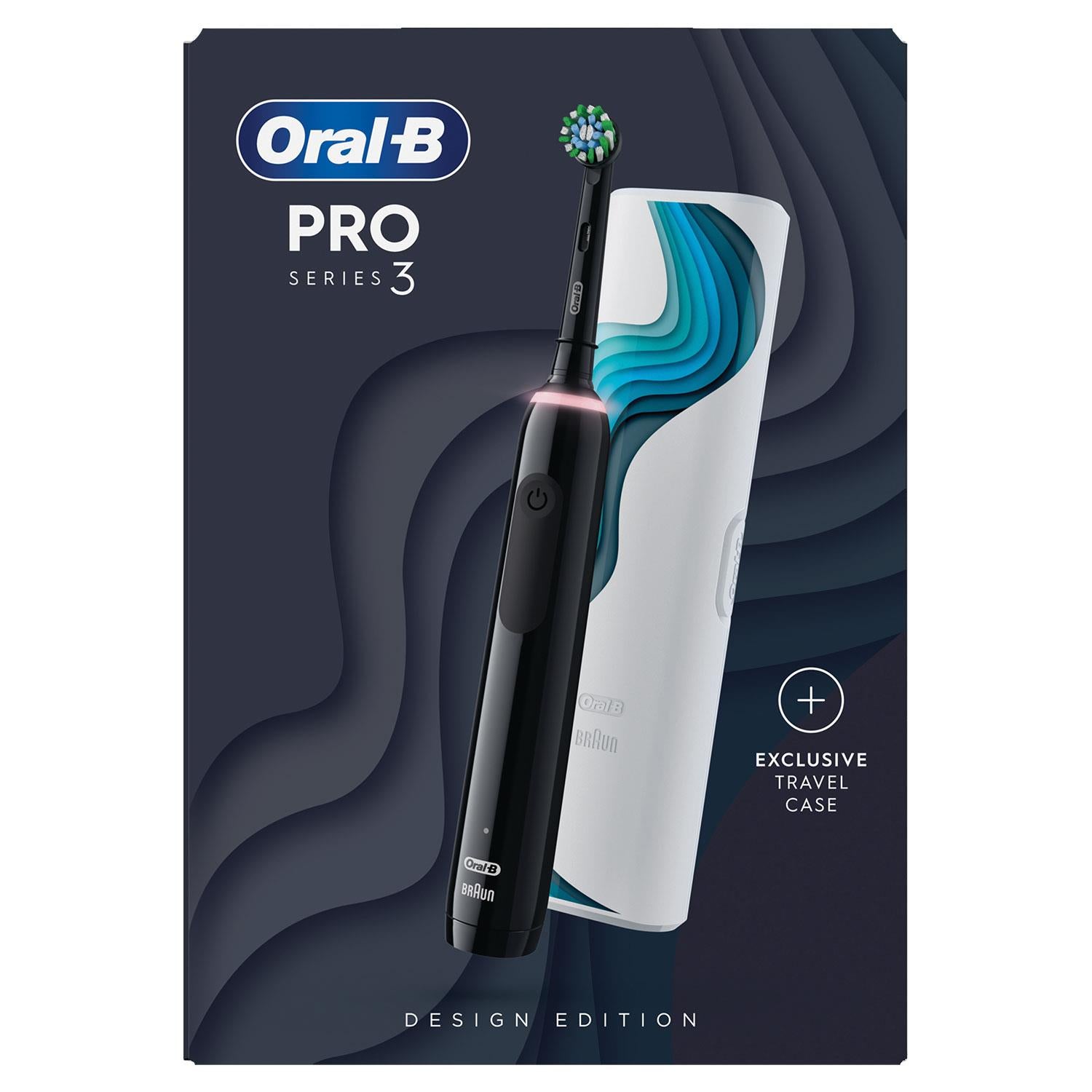 Pro Series 3 Electric Rechargeable Toothbrush With Travel Case, Black