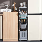 4-tier Storage Rack Laundry Basket With Wheels | Grey